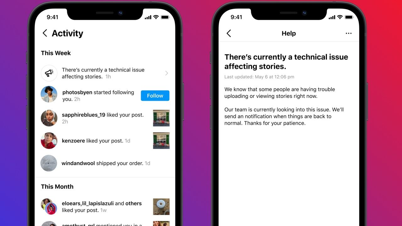 ตัวอย่างการแจ้งเตือนของอินสตาแกรม