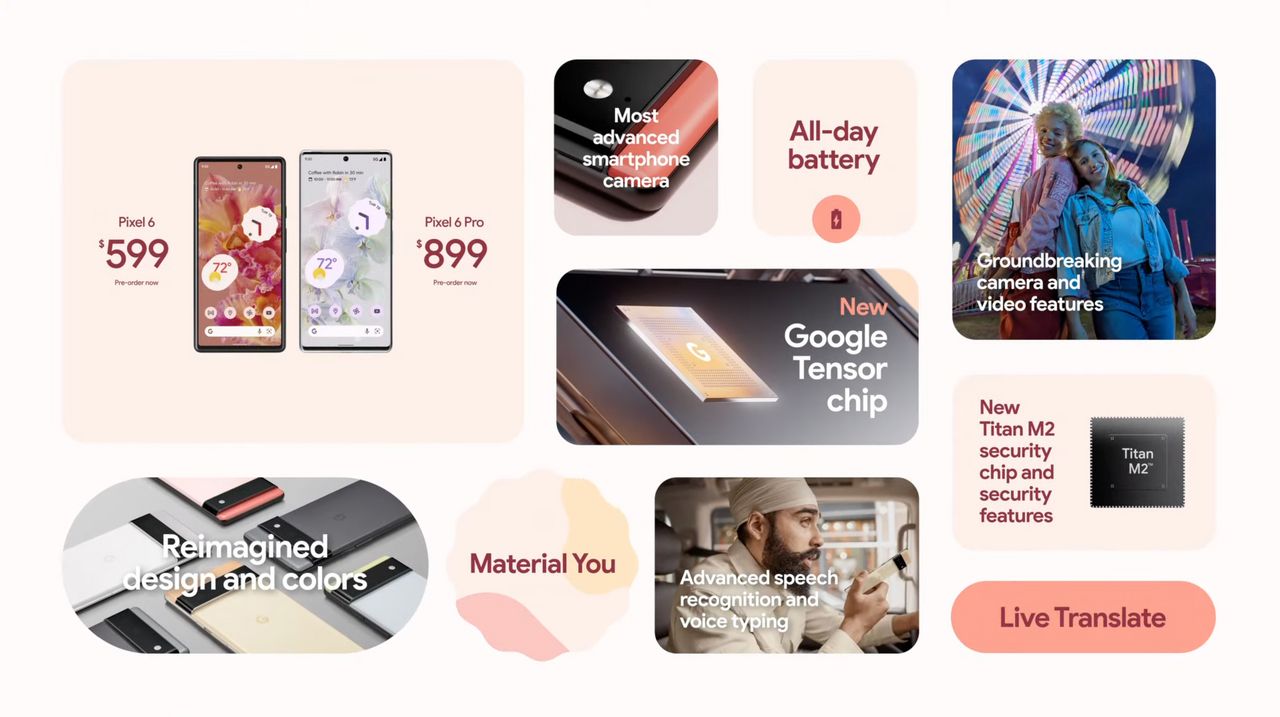 สเปกภาพรวมของ Pixel 6 และ Pixel 6 Pro