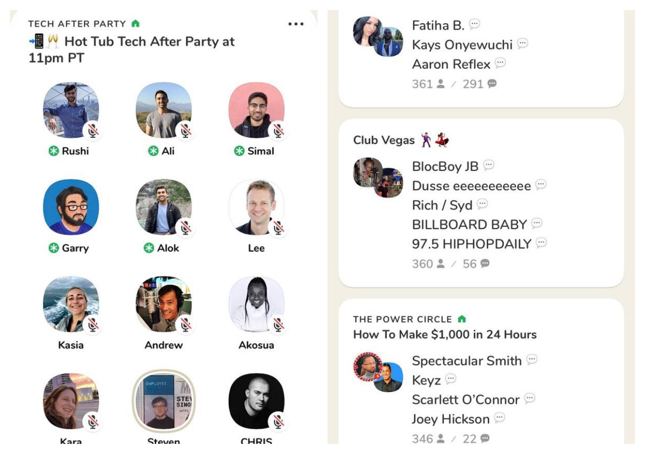 ภาพสกรีนช็อตของ Clubhouse