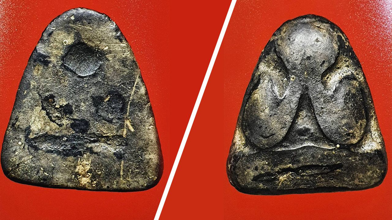 พระปิดตา  พิมพ์ใหญ่หลังแบบ เนื้อผงคลุกรัก หลวงพ่อแก้ว  วัดเครือวัลย์ ของ พจน์ ท่าพระจันทร์.