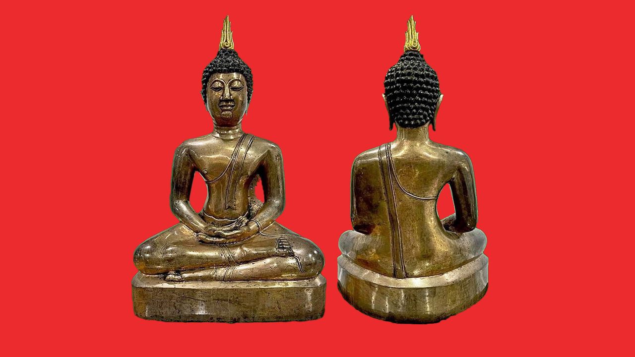 พระพุทธรูปบูชา สมัยเชียงแสน สิงห์ ๓ หน้าตัก ๑๓ นิ้ว ของ ดร.ปัณณ วิชญ์ พิบูลย์ธนารมย์.