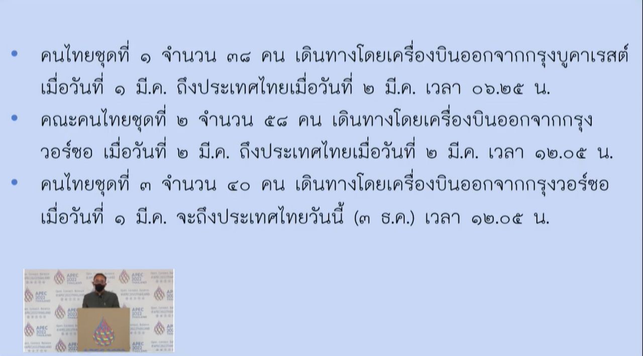 กระทรวงการต่างประเทศ แถลงข้อมูล ณ วันที่ 3 มี.ค. 2565