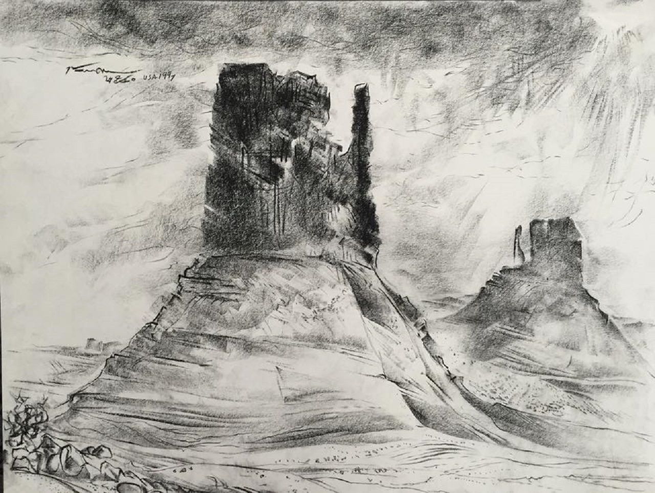 จากขุนเขาที่มั่นคงสูงเทียมฟ้า ปล่อยวางตัวเองมาสู่ก้อนหิน จากก้อนหินสู่กรวดทราย กลายเป็นสัจจะแห่งธุลีดิน ภาพและบทกวีโดย ประเทือง เอมเจริญ