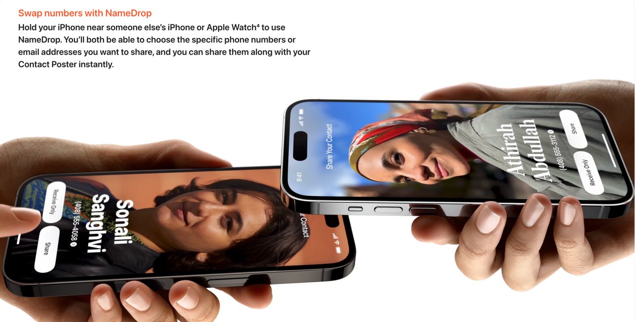 NameDrop ที่มายกระดับ AirDrop สำหรับ iOS 17
