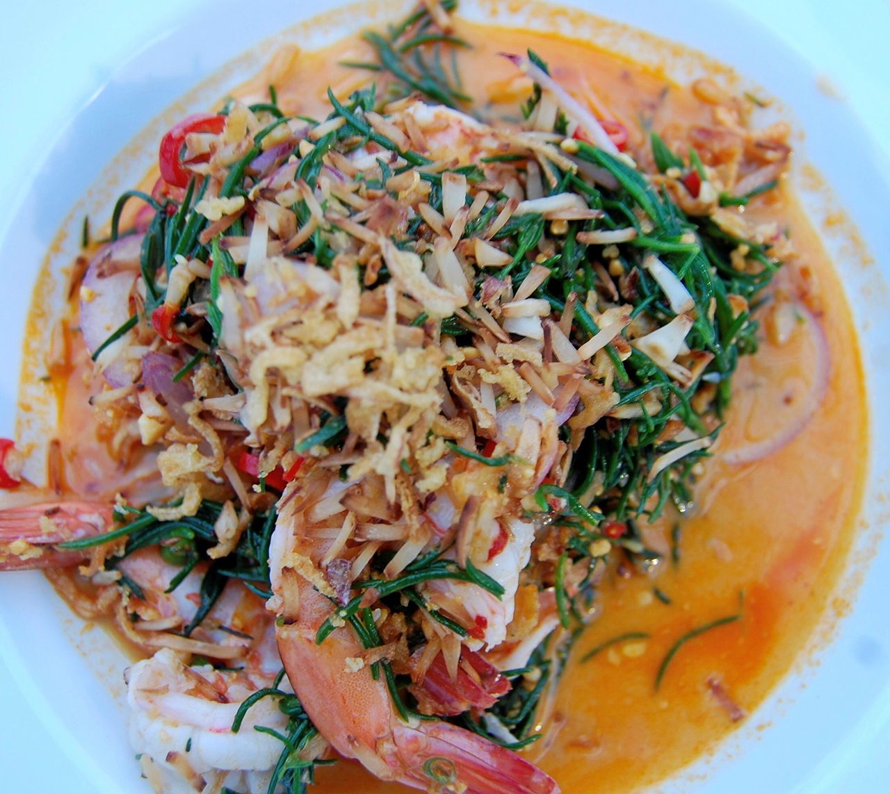 ยำใบชะครามกุ้งสด