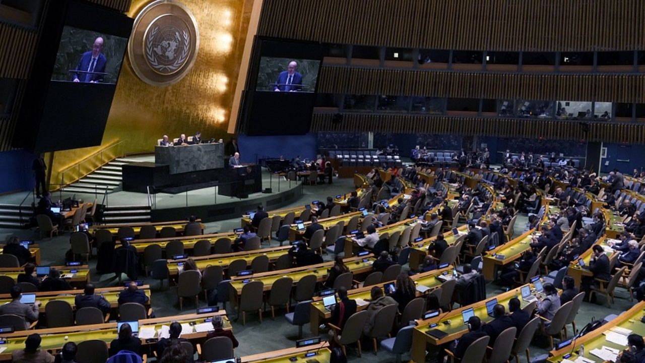 ที่ประชุมสมัชชาใหญ่สหประชาชาติเมื่อ 23 ก.พ. 2566
