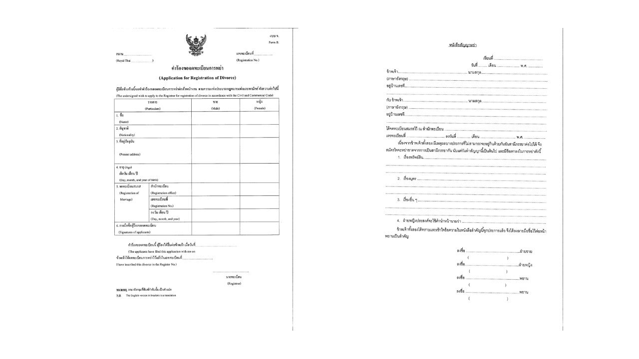 ตัวอย่างหนังสือคำร้องจดทะเบียนหย่า ต่อกระทรวงต่างประเทศ