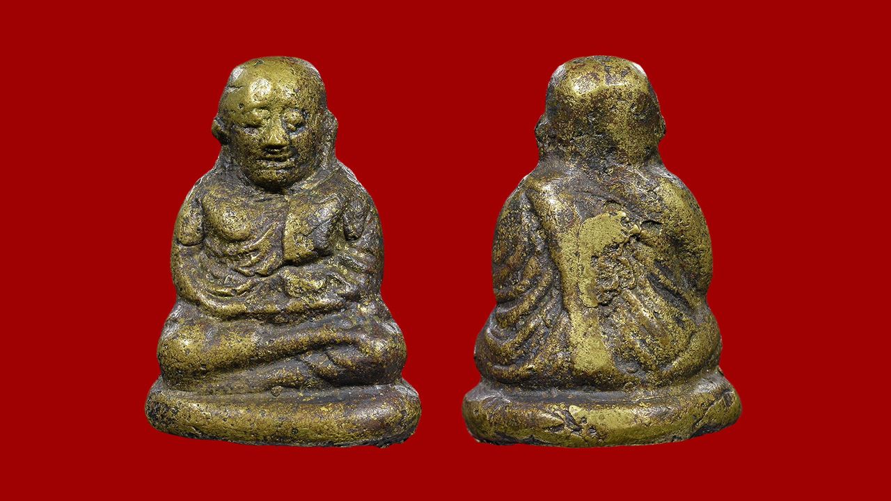 รูปเหมือนหล่อโบราณ พิมพ์ขี้ตาห้าชาย หลวงพ่อเงิน ของเมธา กริชจนรัช.