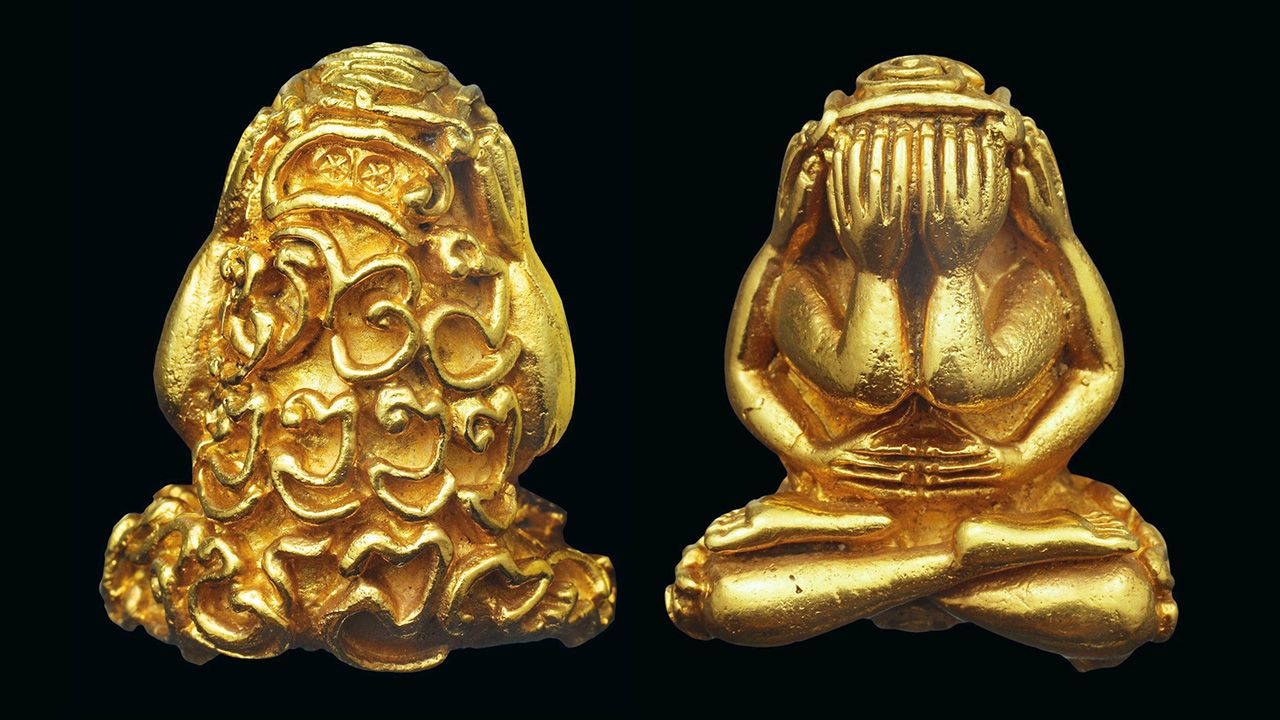 พระปิดตา ชินอุตตโม เนื้อทองคำ พ.ศ.๒๕๑๘ หลวงปู่แหวน วัดดอยแม่ปั๋ง ของบอย เชียงใหม่.