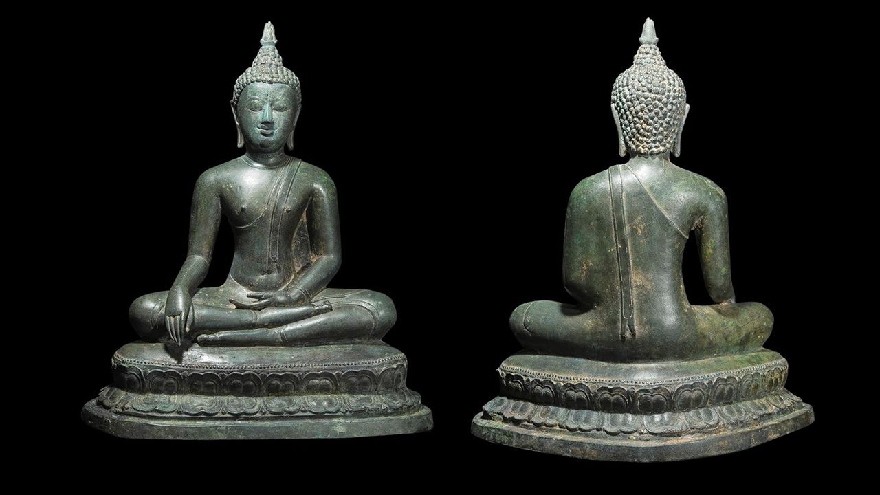 พระพุทธรูปบูชา เชียงแสนลังกาวงศ์ สนิมเขียวหยก หน้าตัก๙ นิ้ว ของ โจ๊ก ลำพูน.