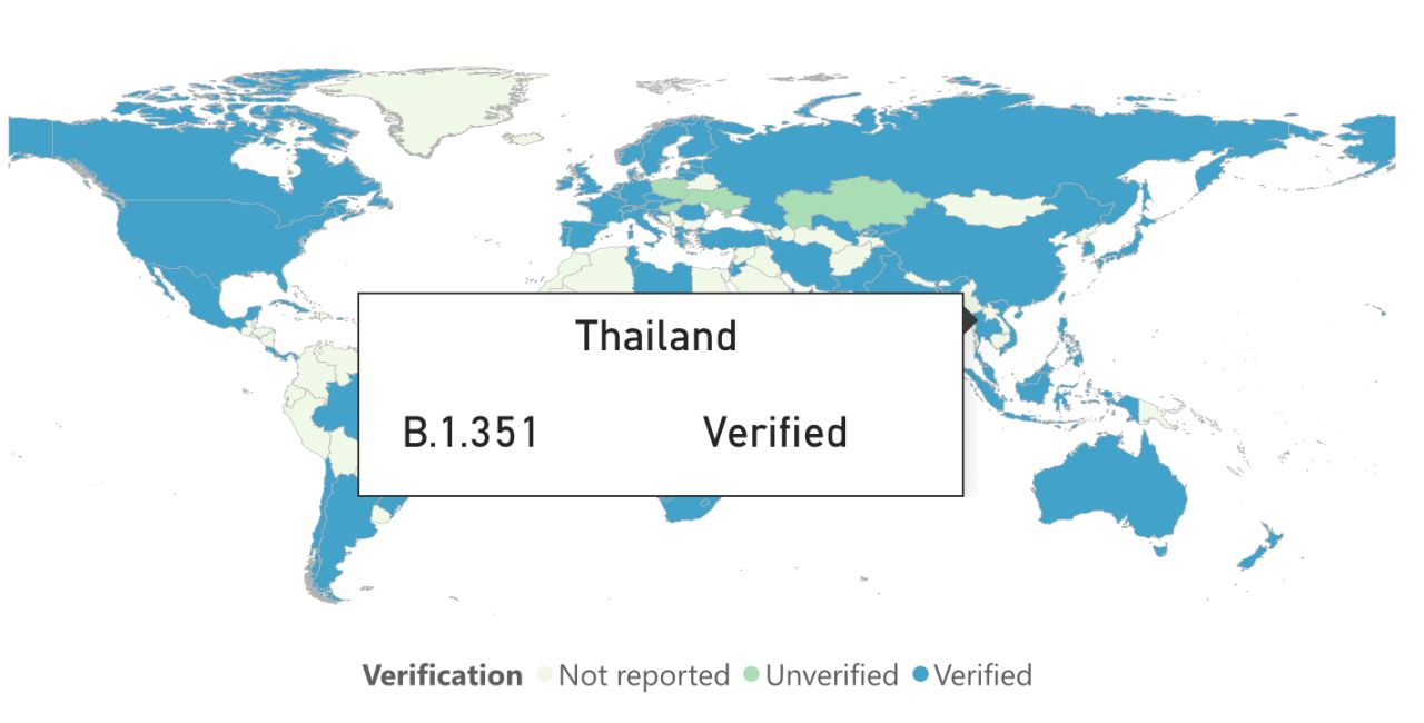 สายพันธุ์แอฟริกาใต้ (ภาพจาก ศูนย์ควบคุมและป้องกันโรคระบาด สหรัฐฯ CDC)