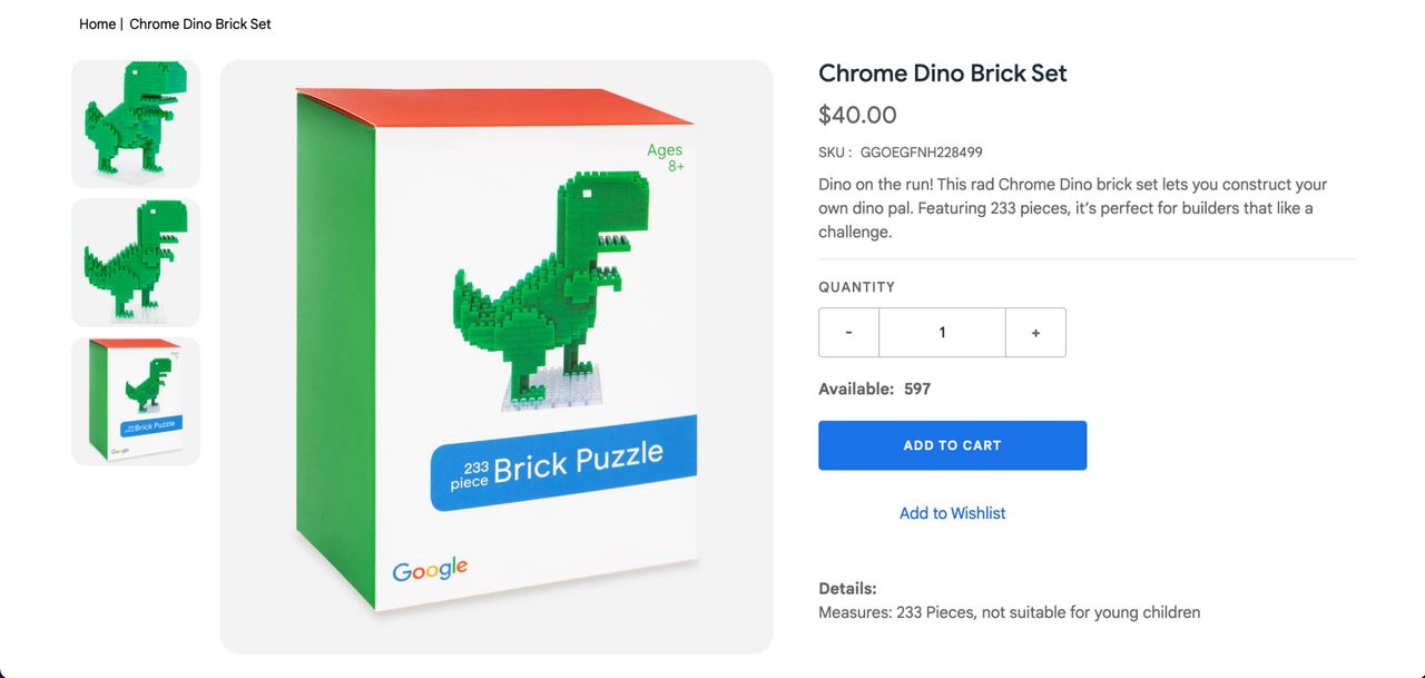 Google วางจำหน่ายตัวต่อ Chrome Dino ไดโนเสาร์ที่ปรากฏเวลาอินเทอร์เน็ต ...