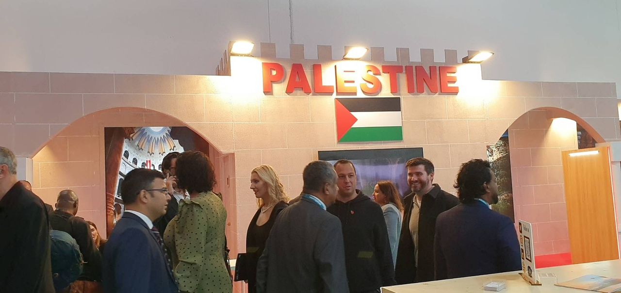 บรรยากาศภายในบูธของปาเลสไตน์ในงาน World Travel Market 2023 ณ กรุงลอนดอน สหราชอาณาจักร