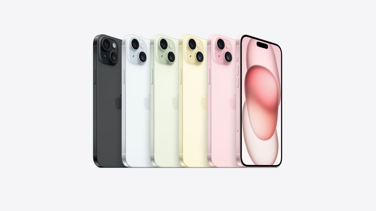 iPhone 15 และ iPhone 15 Plus  มี 5 สี ได้แก่ สีดำ สีฟ้า สีเขียว สีเหลือง และสีชมพู