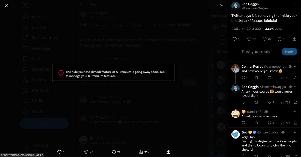 ผู้ใช้งานพบว่าเร็วๆ นี้ จะซ่อนปุ่มติ๊กถูกสีฟ้าไม่ได้อีกแล้ว