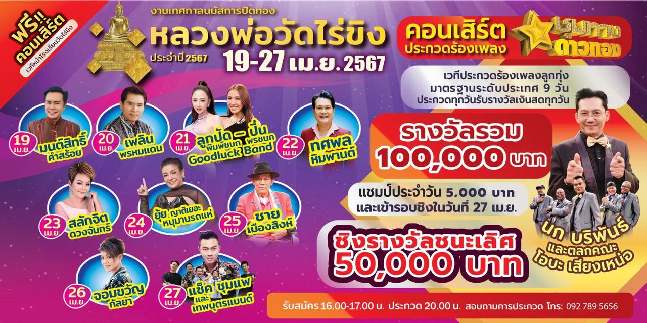 ขอบคุณภาพจาก เฟซบุ๊กวัดไร่ขิง พระอารามหลวง