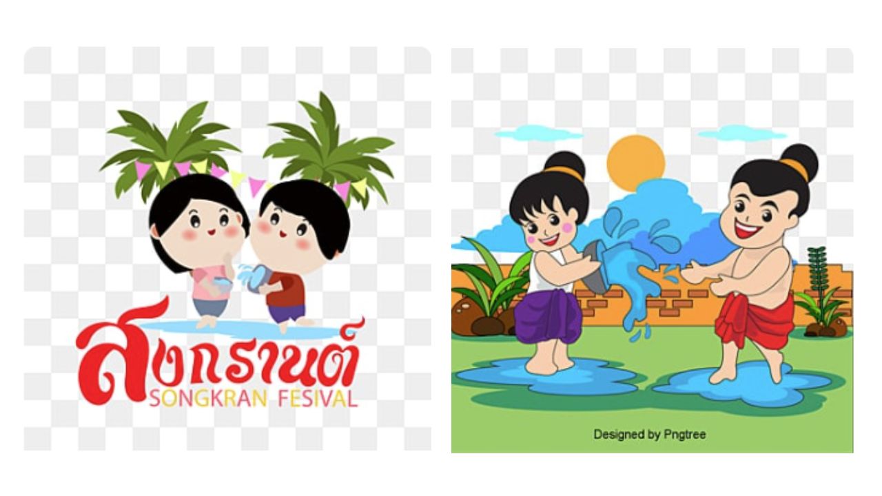 ตัวอย่างภาพอนิเมะสงกรานต์บนเว็บไซต์ Pngtree