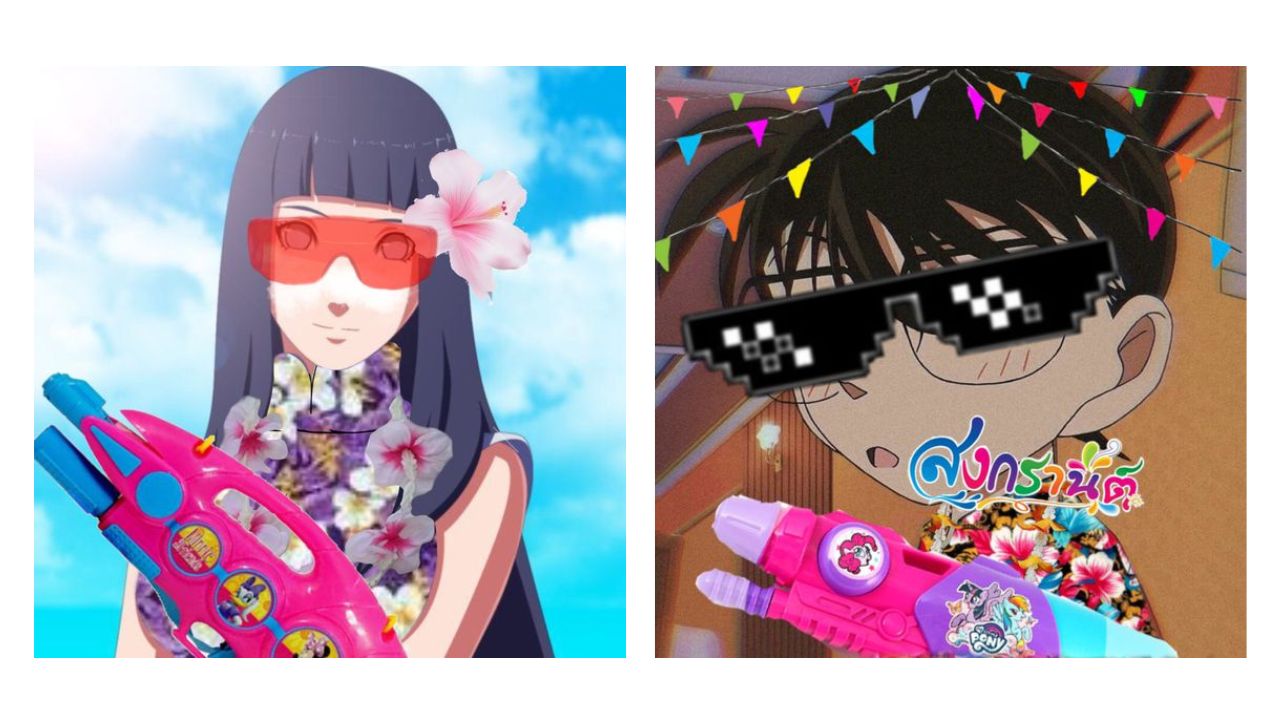 ตัวอย่างภาพอนิเมะสงกรานต์บนเว็บไซต์ Pinterest