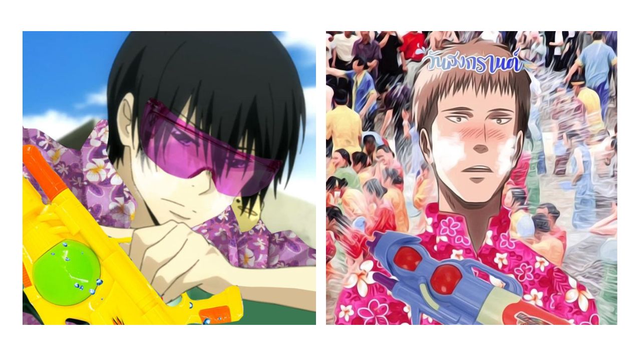 ตัวอย่างภาพอนิเมะสงกรานต์บนเว็บไซต์ Pinterest