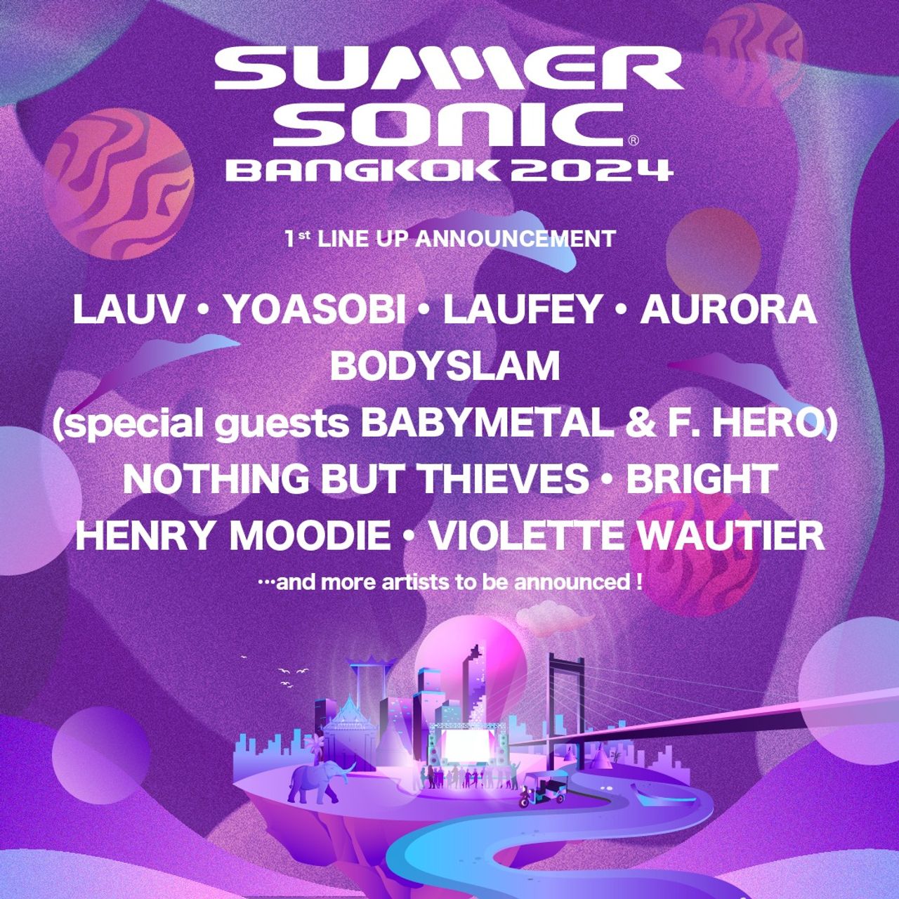 รายชื่อศิลปินไลน์อัปแรกของเทศกาลดนตรี Summer Sonic Bangkok 2024