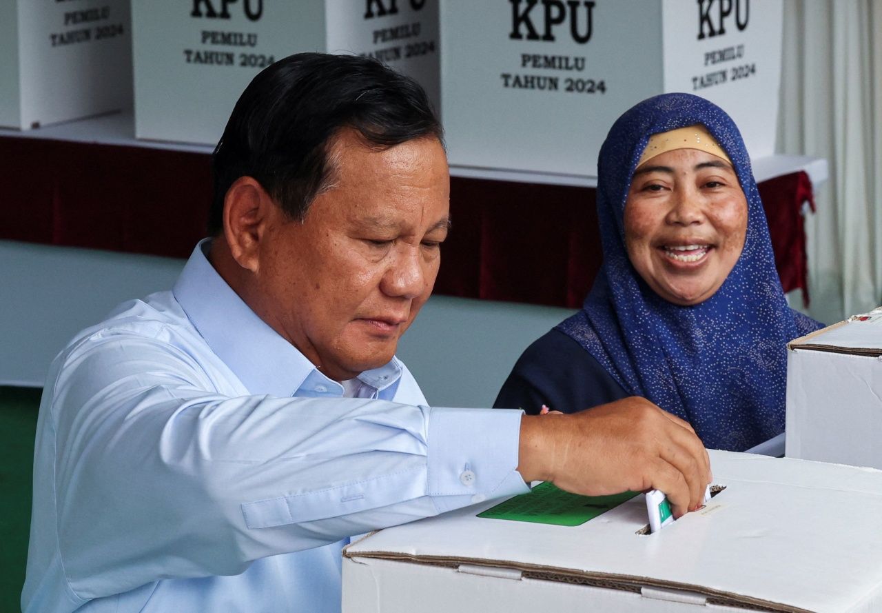 ปราโบโว ซูเบียนโต หย่อนบัตรเลือกตั้งอินโดนีเซีย 2024