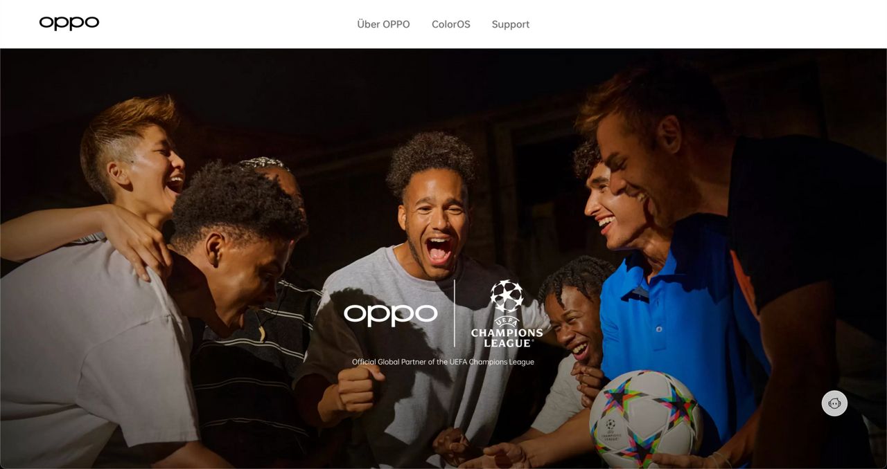 หน้าเว็บไซต์ของ OPPO