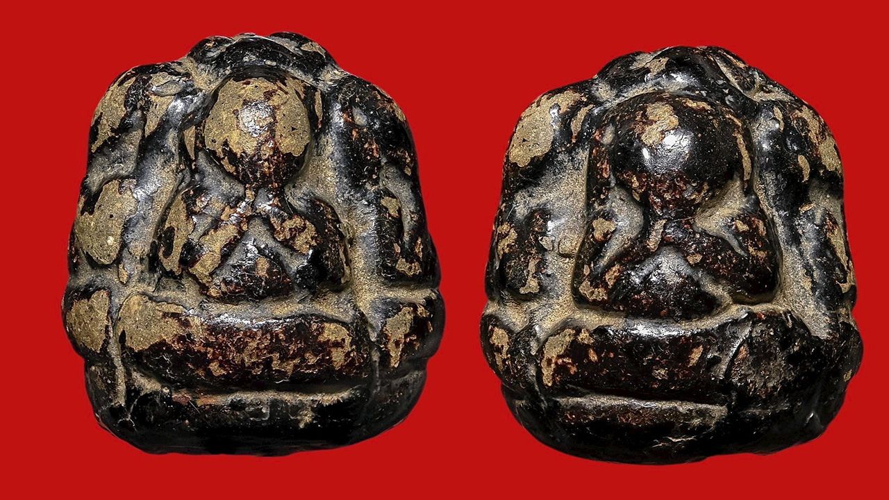 พระปิดตายอดบายศรี เนื้อผงคลุกรักจุ่มรัก หลวงพ่อแก้ว วัดเครือวัลย์ฯ ของ สถิต ราชบุรี