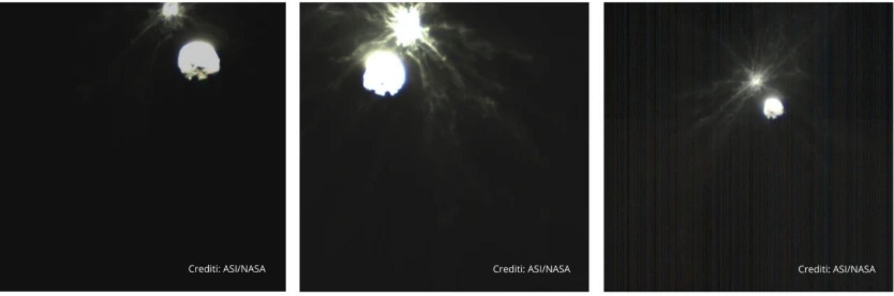 CR ภาพ NASA : สำนักงานอวกาศอิตาลีเผยภาพถ่ายจากดาวเทียม LICIACUBE แสดงให้เห็น ดาวเคราะห์น้อยไดมอร์ฟอส  ดาวเคราะห์น้อย ดิดีมอส  สว่างขึ้นกว่าเดิม หลังถูกยาน หลังถูกยาน DART พุ่งชน