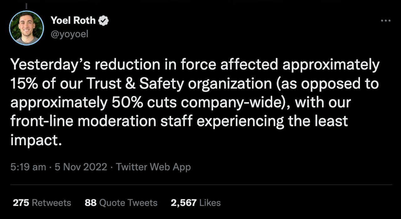 ทวีตของโรธยืนยันการปลดคนงานทวิตเตอร์ 50 เปอร์เซ็นต์