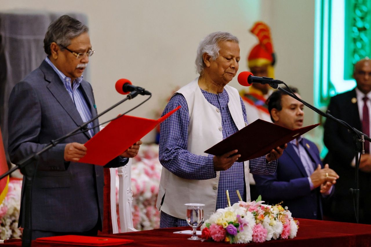 Prof. Muhammad Yunus took the oath of office as the Prime Minister of Bangladesh at the Presidential Palace in Dhaka on the evening of August 8, 2024.