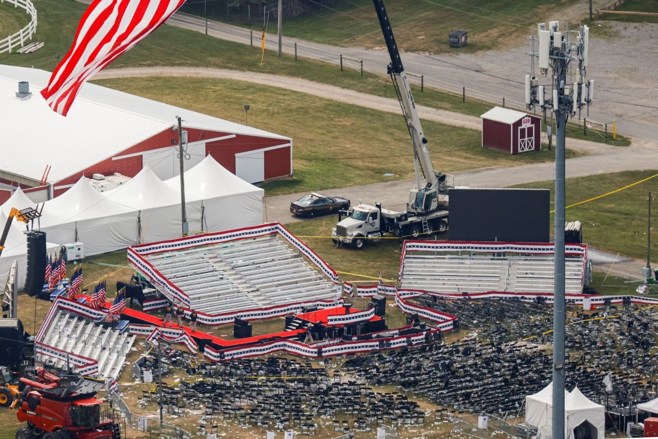 Donald Trump on the campaign trail after he was shot in Butler, Pennsylvania, on the evening of July 13, 2024.