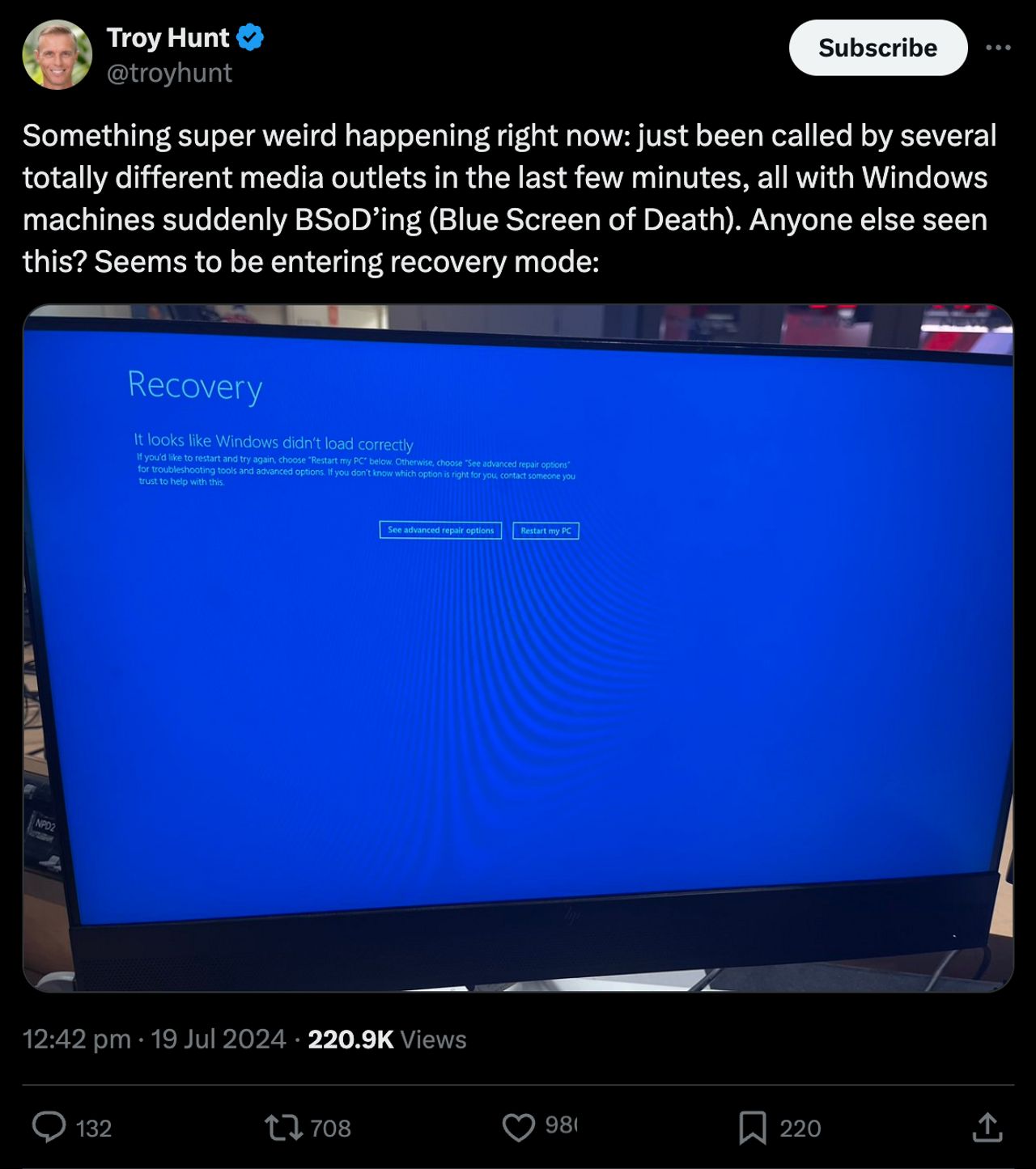 ผู้ใช้งานจำนวนมากเจอปัญหา BSOD