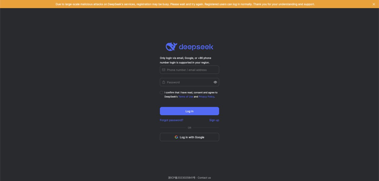 DeepSeek จำกัดการสมัครสมาชิกใหม่ด้วยเหตุผลด้านความปลอดภัยทางไซเบอร์