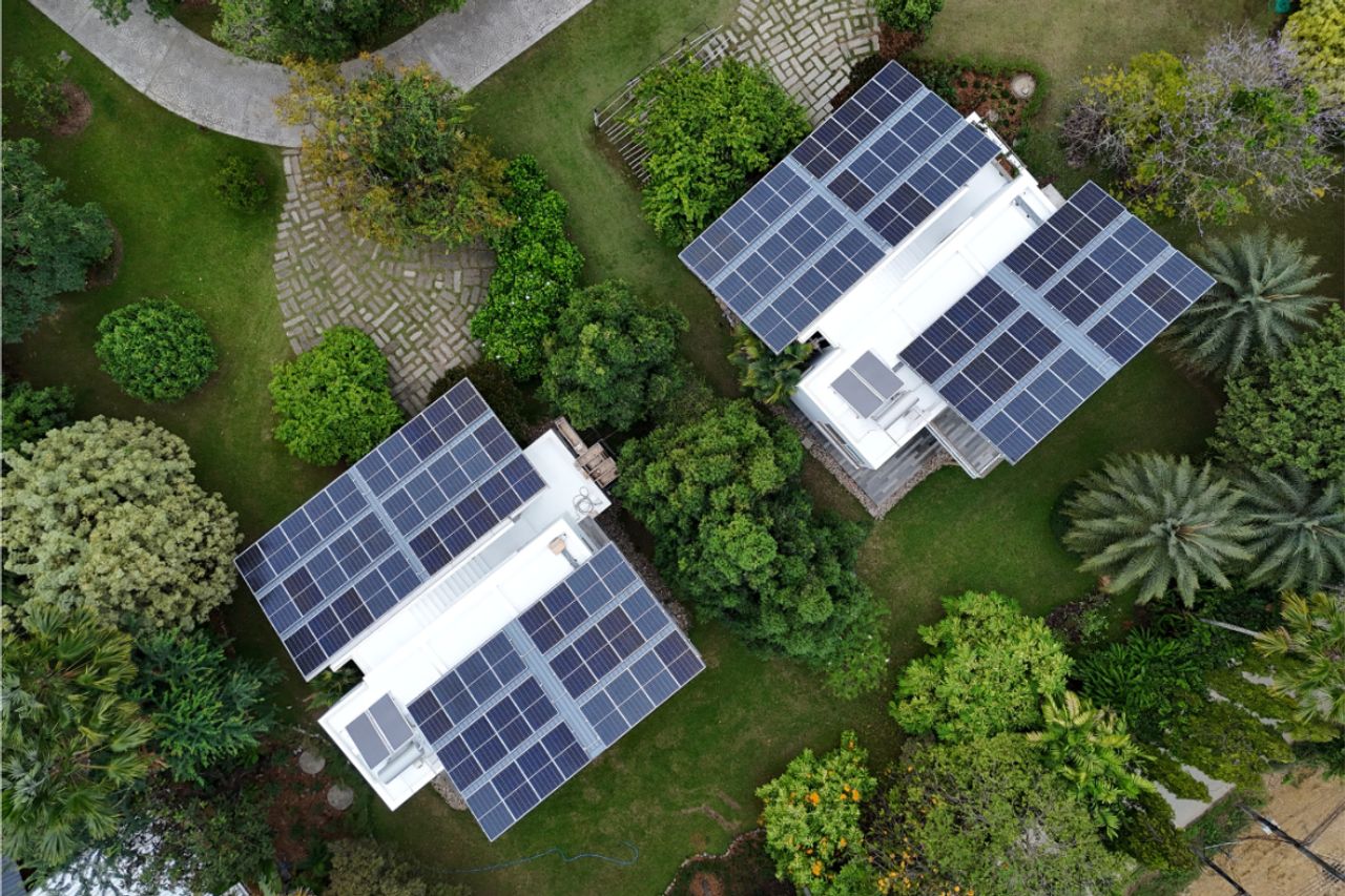 ภาพมุมบนของอาคารสำหรับแขกผู้มาเยือน