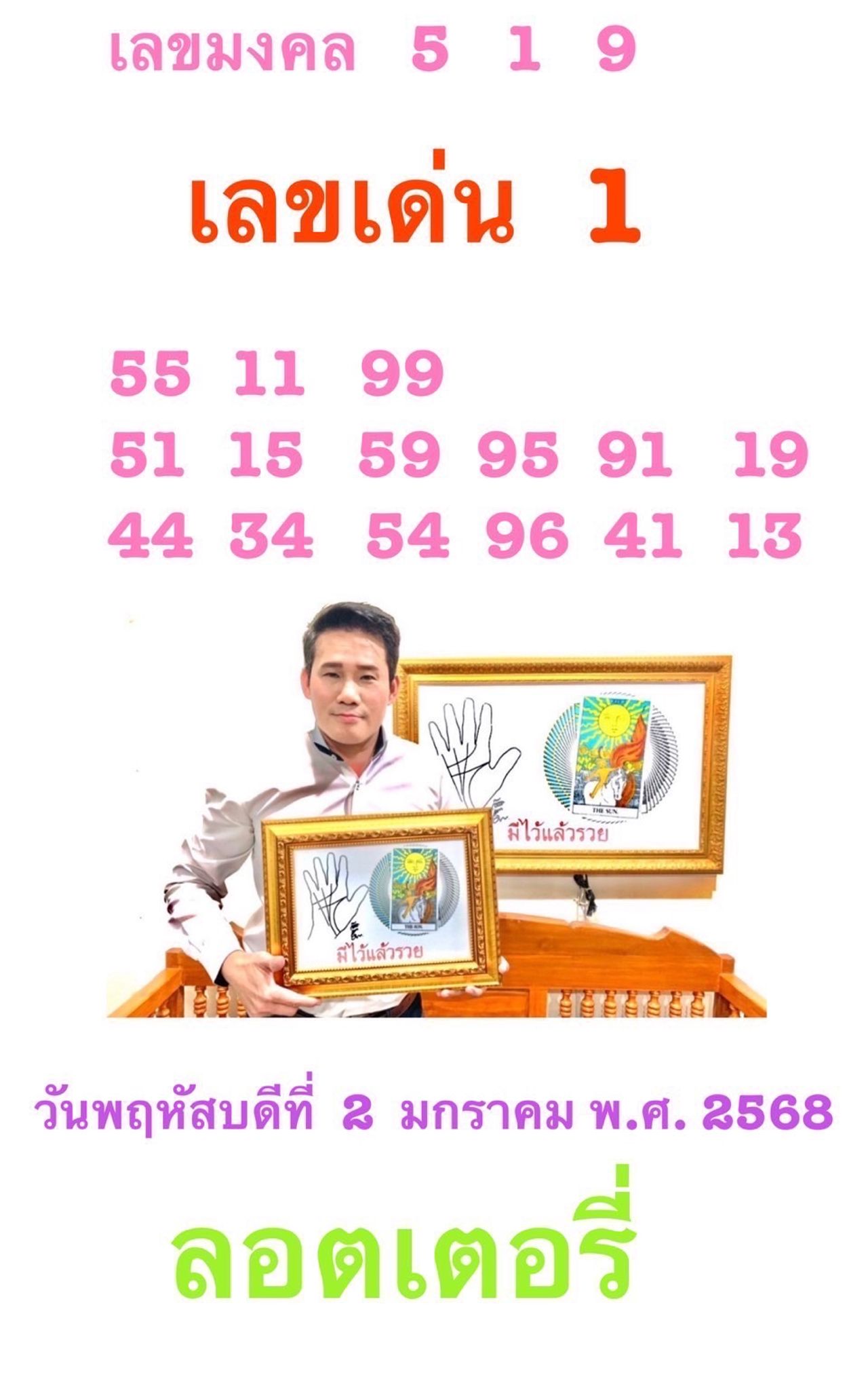 เลขเด่นวันพฤหัสบดี 2 มกราคม 2568