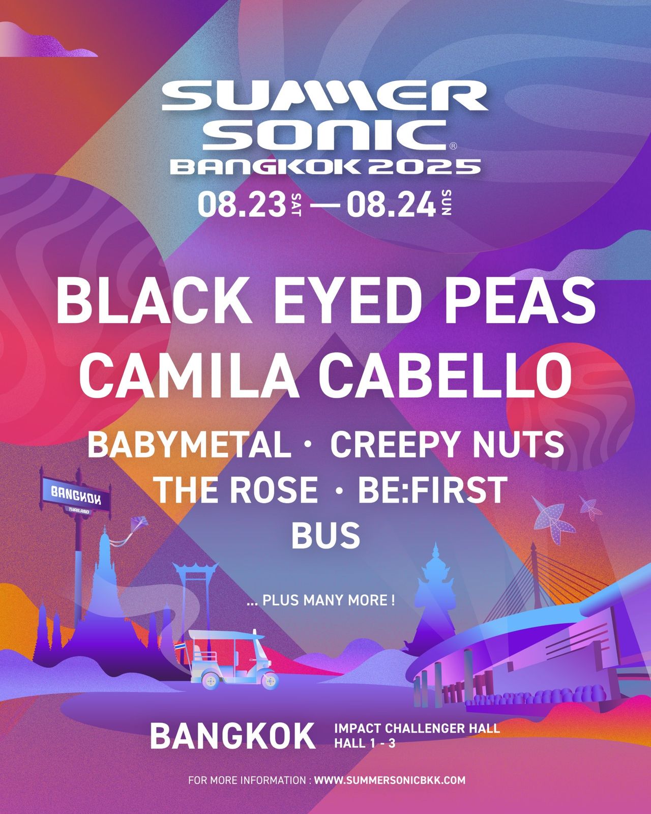 SUMMER SONIC BANGKOK 2025 Lineup รายชื่อศิลปินที่มาร่วมแสดงคอนเสิร์ต
