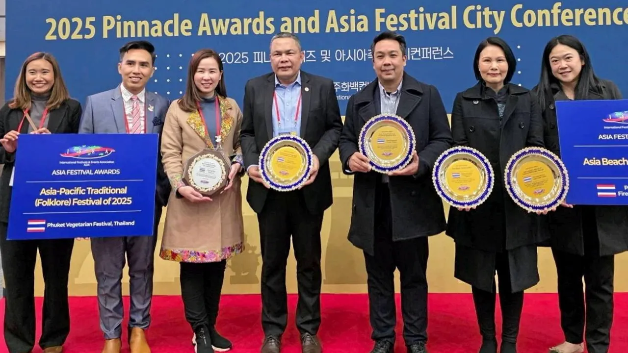 รับ​รางวัล ดร.​สุรัช​สา​นุ ทอง​มี, พัฒน​ชัย สิง​หะ​วาระ และ รา​เมศ พรหม​เย็น รับ​มอบ 3 รางวัล​ของ​สมาคม​เทศกาล​และ​งาน​อีเวนต์​นานาชาติ​แห่ง​ภูมิภาค​เอเชีย จาก​การ​จัด​งาน​เทศกาล​พลุ​นานาชาติ, เทศกาล​ท่องเที่ยว​พิพิธภัณฑ์​และ​เทศกาล​หุ่น​เพชรบุรี ที่​เมือง​ค​ยอง​จู เกาหลีใต้ วัน​ก่อน.