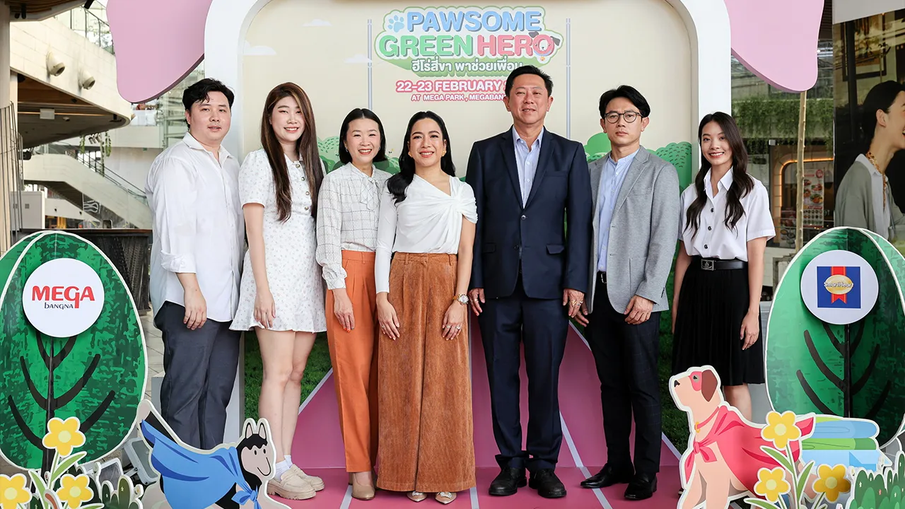 คนรักสัตว์ วรรณวิมล อรดีดลเชษฐ์ และ ศุภกฤต อัศวชัยพร แถลงข่าวการจัดงาน “MEGA PET DAY 2025 : PAWSOME GREEN HERO ฮีโร่สี่ขา พาช่วยเพื่อน” เพื่อเอาใจคนรักสัตว์เลี้ยง ระหว่าง 22-23 ก.พ. โดยมี ณิชาภา ชัยยศบูรณะ มาร่วมงานด้วย ที่เมกา บางนา วันก่อน.
