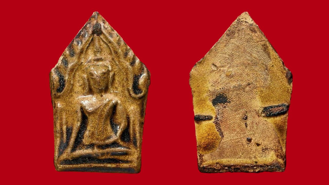 พระขุนแผนเคลือบ พิมพ์อกใหญ่ กรุวัดใหญ่ชัยมงคล ของฐิการ ศุภวิรัชบัญชา.