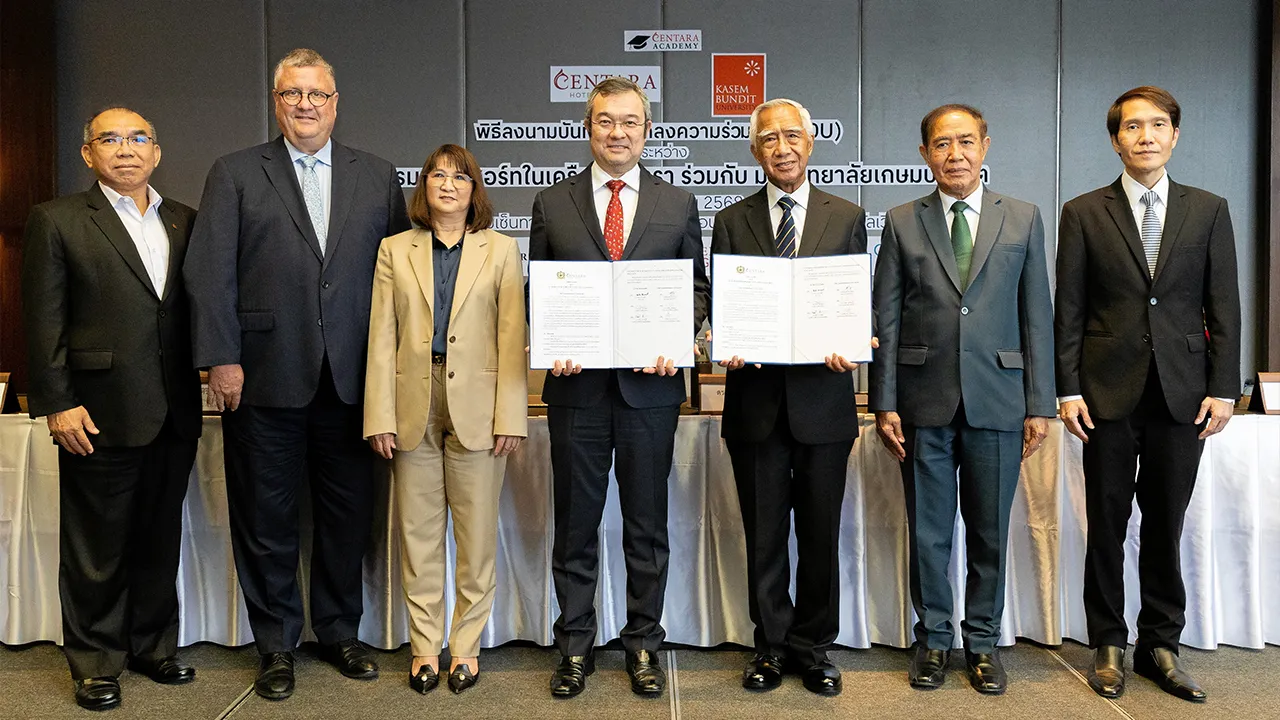 ร่วมมือ ธีระยุทธ จิราธิวัฒน์ และ ดร.วัลลภ สุวรรณดี ลงนามความร่วมมือระหว่างโรงแรมและรีสอร์ตในเครือเซ็นทารากับมหาวิทยาลัยเกษมบัณฑิต เพื่อจัดการศึกษาพัฒนาบุคลากร ในสายงานด้านการบริการและการโรงแรม  ที่โรงแรมเซ็นทาราแกรนด์  เซ็นทรัลเวิลด์  วันก่อน.