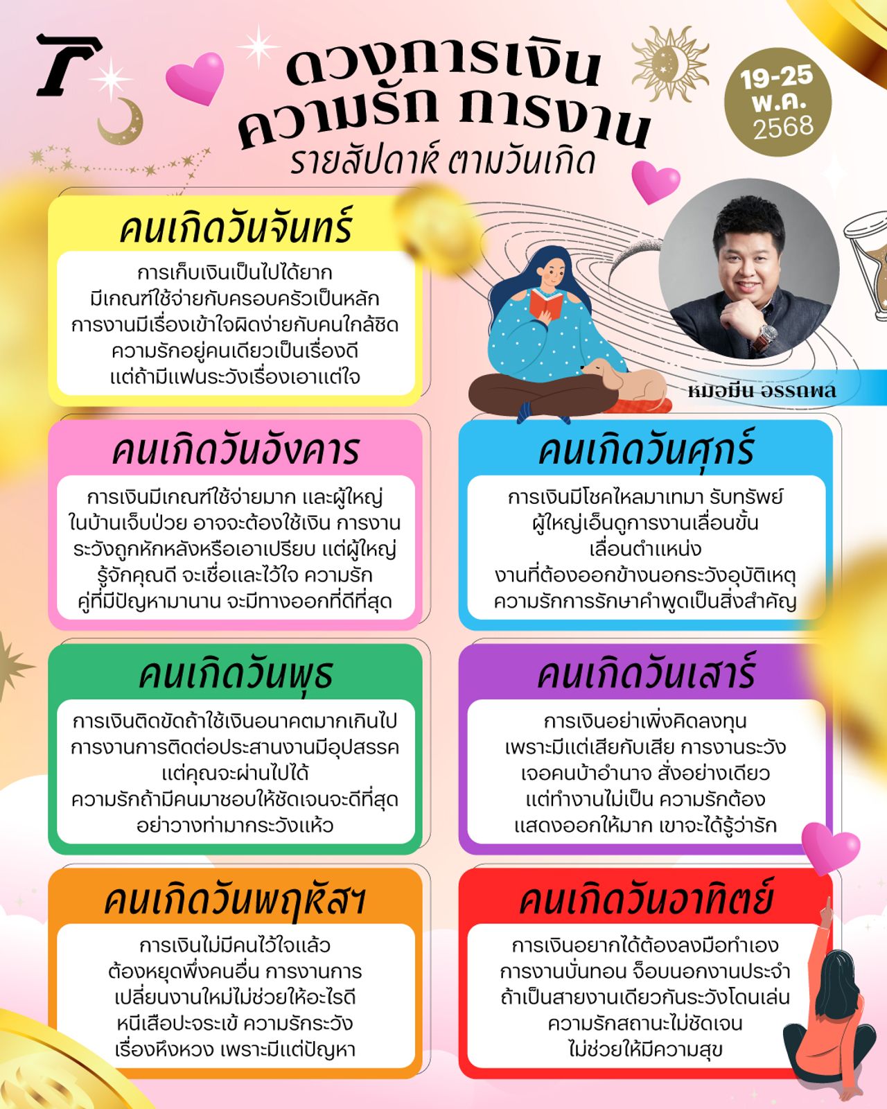 ดวงรายสัปดาห์ 19-25 พ.ค. 2568