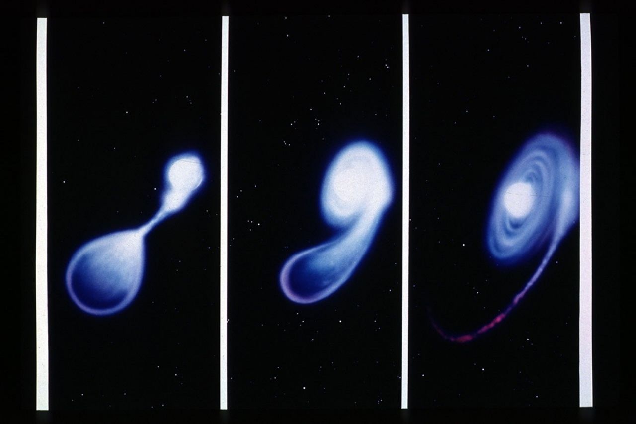 ภาพจำลองการรวมกันของดาวแคระขาว 2 ดวง (ขอบคุณภาพ : Dana Berry (STScI)/NASA)