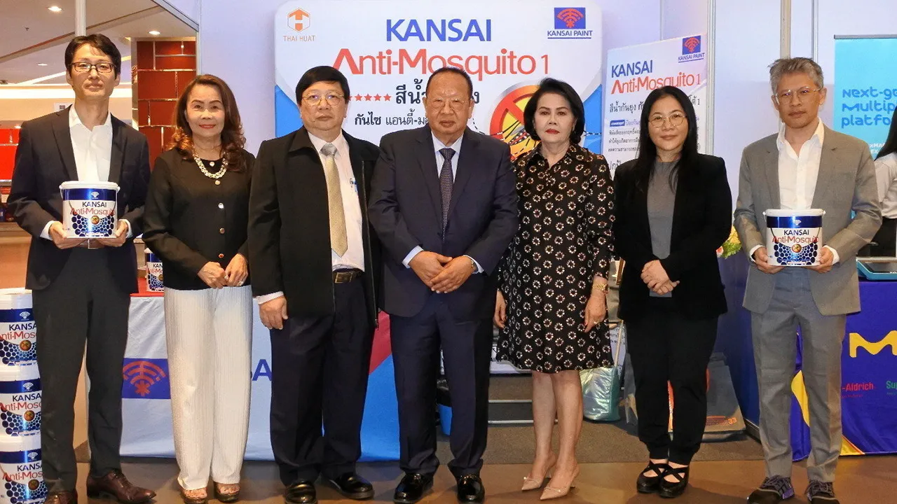 สีกันยุง - ดร.จำนงค์–กาญจนา อัศวเรืองชัย จัดบูธแนะนำนวัตกรรมผลิตภัณฑ์สีกันยุงของ สีตราพัด จากความร่วมมือของกรมวิทยาศาสตร์การแพทย์ สำนักงาน อย. และบริษัทสีไทยกันไซเพ้นท์ โดยมี ดร.จินณรงค์–นันทา อัศวเรืองชัย มาร่วมงานด้วย ที่อิมแพ็ค เมืองทองธานี วันก่อน.