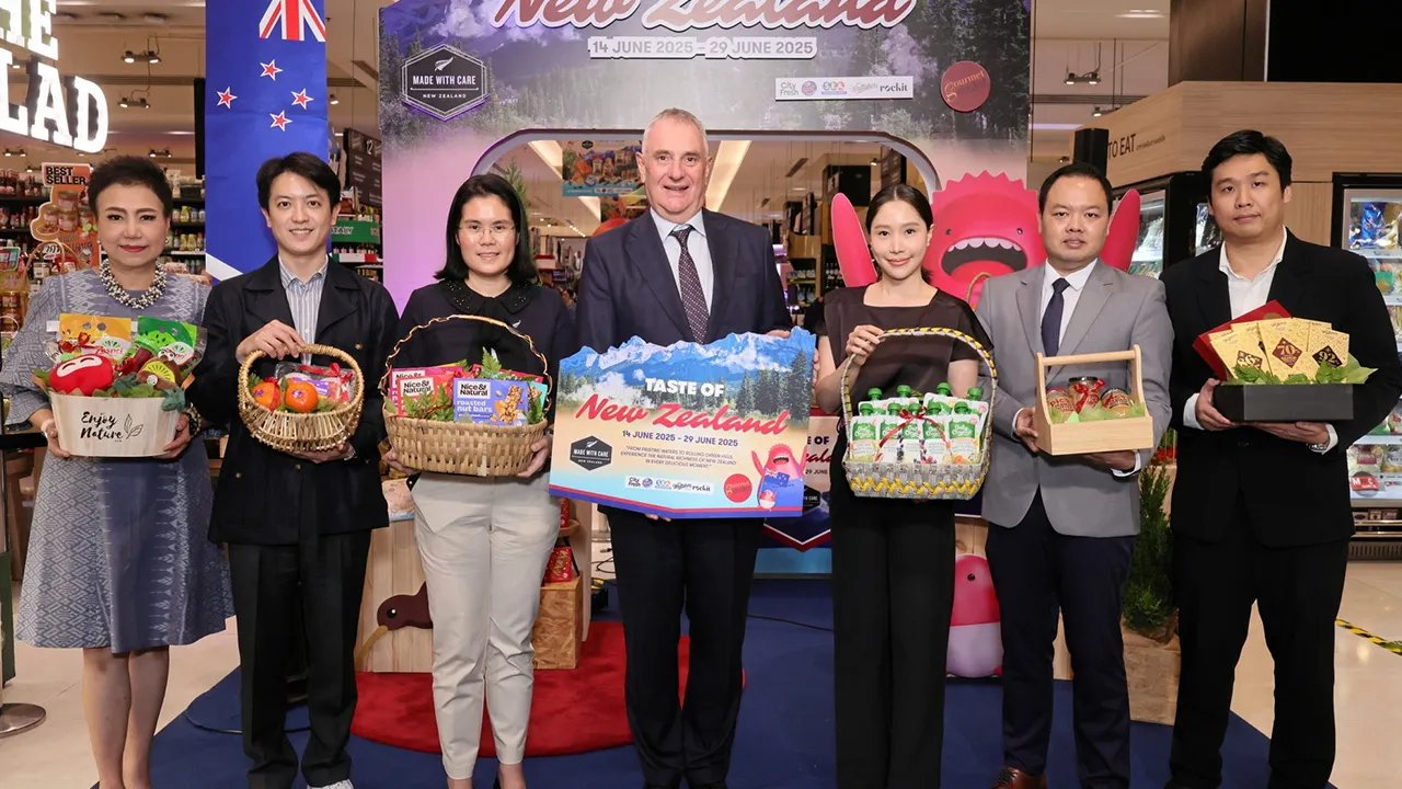 จากนิวซีแลนด์ โจนาธาน คิงส์ ทูตนิวซีแลนด์ เปิดงาน “เทสต์ ออฟ นิวซีแลนด์” ส่งตรงสินค้าคุณภาพจากนิวซีแลนด์มาให้เลือกช็อป โดยมี พลอยชมพู อัมพุช, ชัดเจน ตันตาคม, วงศกร ฉัตรอมรวงศ์ และ นพรุจ พงศ์พัฒนานุรักษ์ มาร่วมงานด้วย ที่กูร์เมต์ มาร์เก็ต พารากอน ดีพาร์ทเม้นท์สโตร์ วันก่อน.