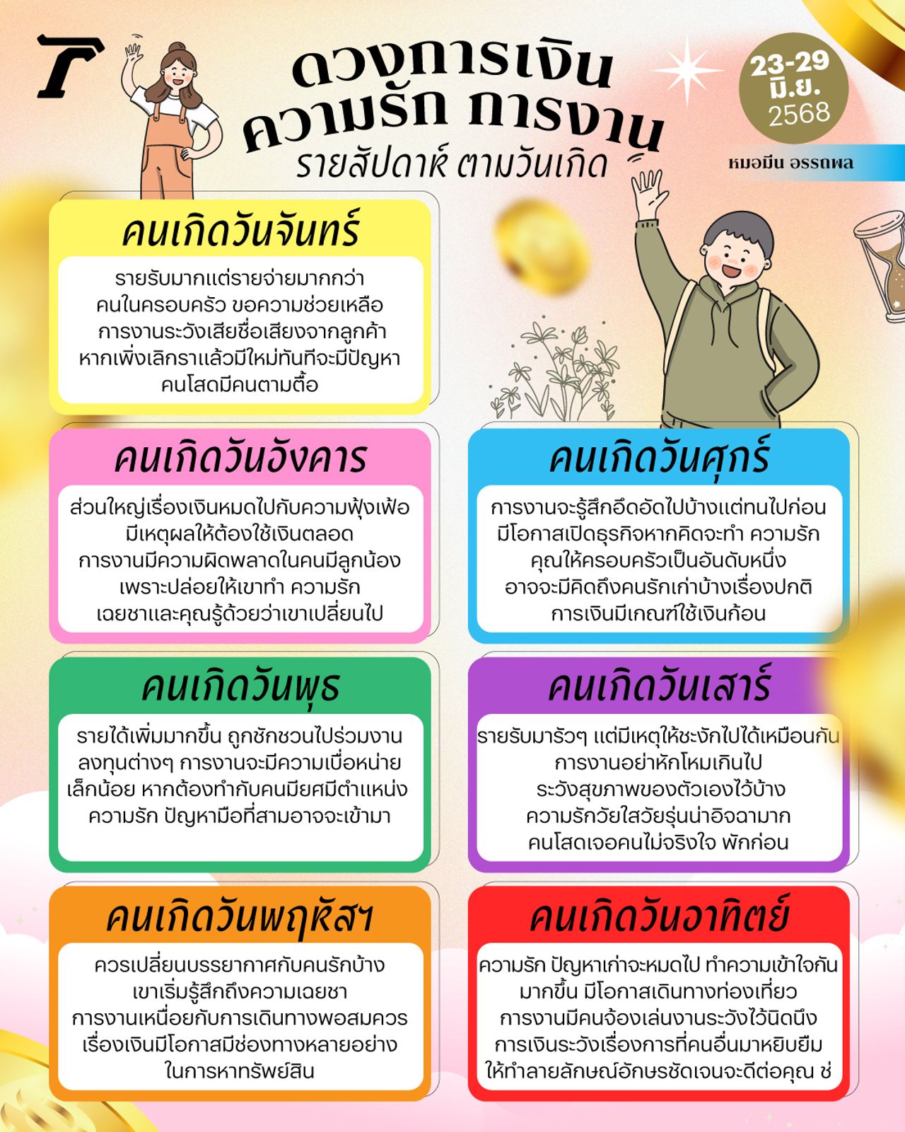 ดูดวงรายสัปดาห์ 23-29 มิ.ย.2568