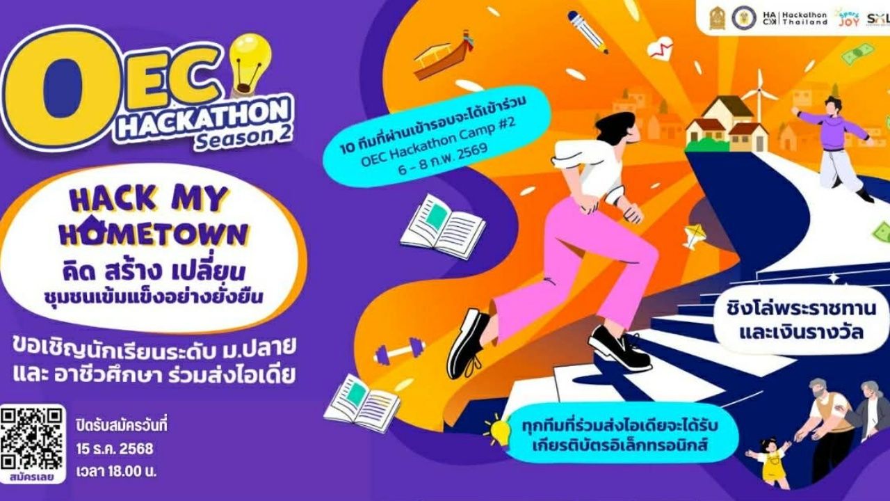 ชวนนักเรียน ม.ปลาย-ปวช. ร่วมแข่งขันแฮกกาธอน สร้างชุมชนเข้มแข็ง