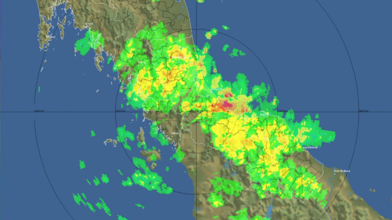 เรดาร์อากาศรายงานฝนอ่อนถึงปานกลางใน 10 จังหวัดภาคใต้