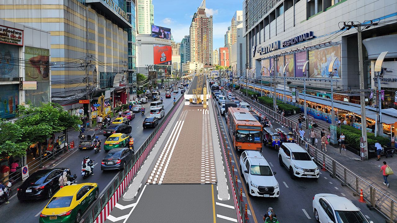 รถไฟฟ้าสายสีส้มเร่งก่อสร้าง ปิดสะพานข้ามแยกประตูน้ำ 10 เดือน แนะ 5 เส้นทางเลี่ยง