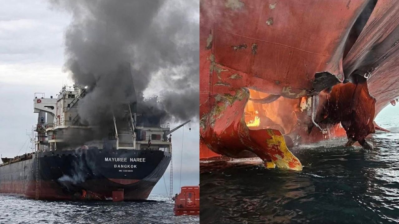 เรือสินค้าไทย "มยุรี นารี" ถูกโจมตีจนเกิดไฟไหม้ในช่องแคบฮอร์มุซ