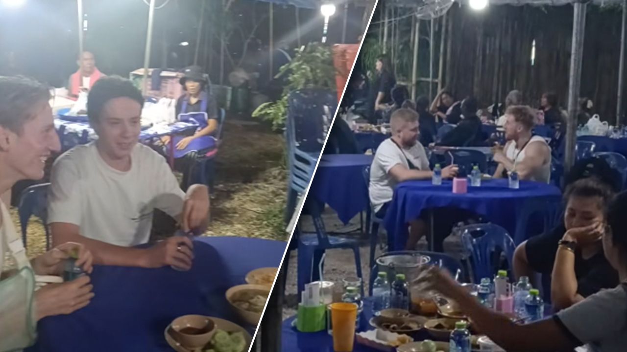 นักท่องเที่ยวต่างชาติหลงเข้าโต๊ะจีนงานศพ คิดว่าเป็นบุฟเฟต์